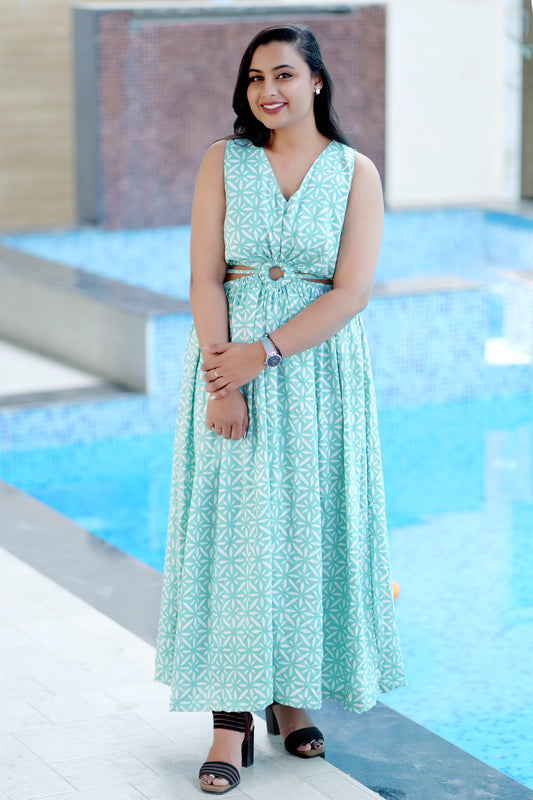 Blue Lilly Printed Maxi Dress