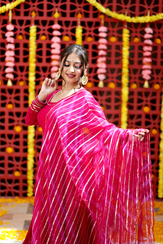 Pink Anarkali Suit with Dupatta