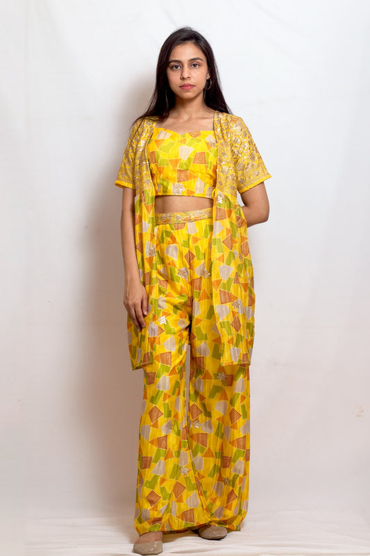 Yellow Co-ord Set with Shrug